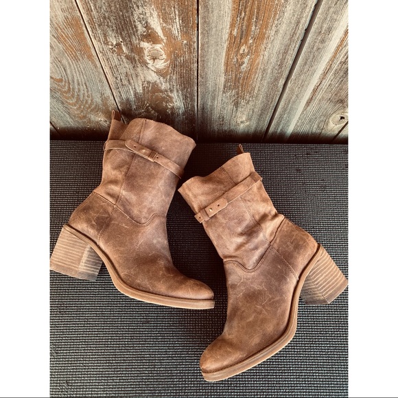 Lucky Brand Shoes - LUCKY BRAND slouch brown moto combat heel boot